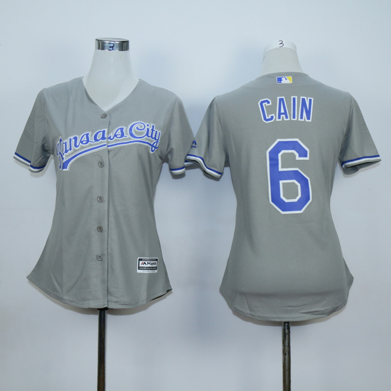 Youth Kansas City Royals 6 Cain Light Grey MLB Jerseys